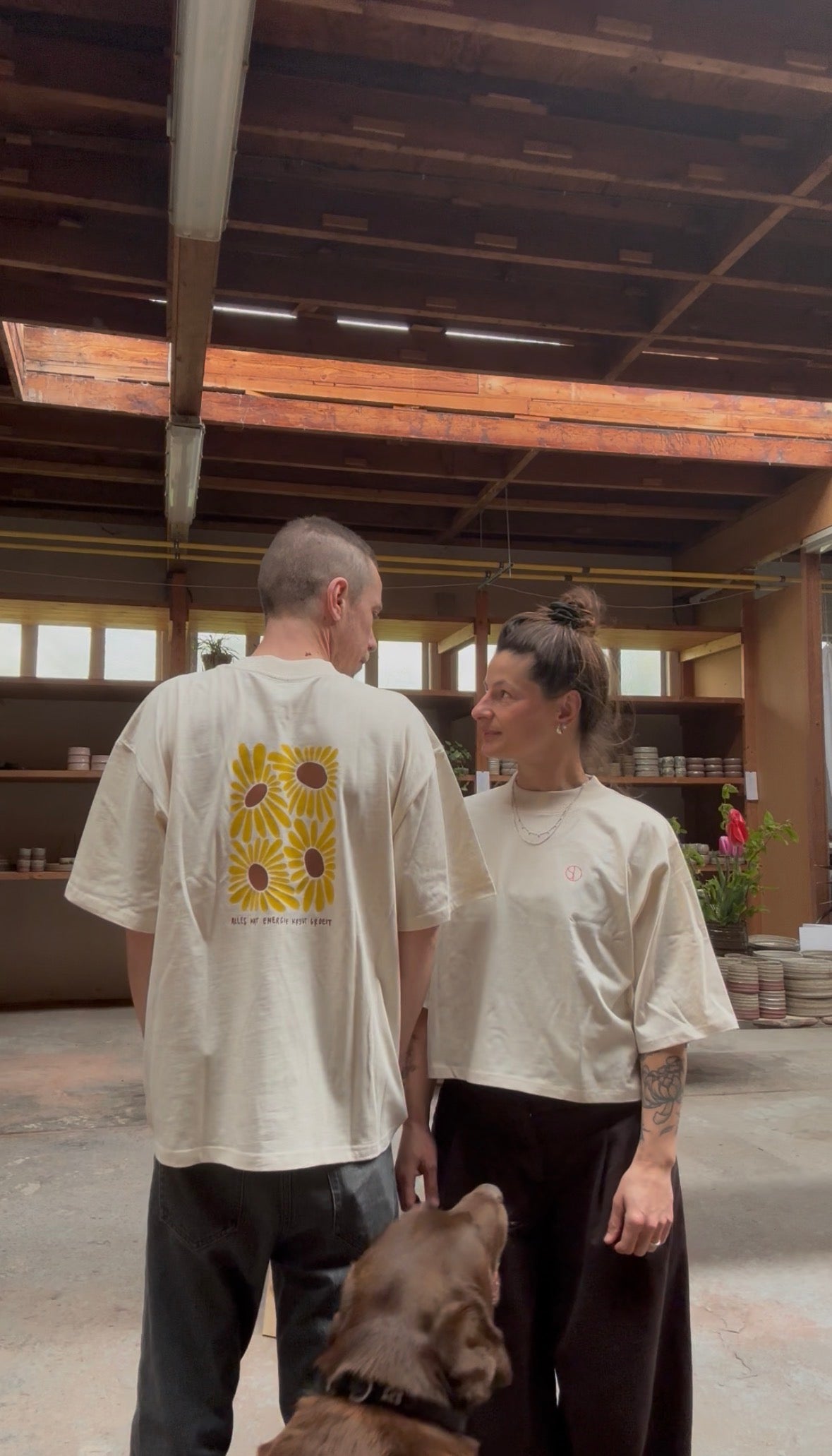 Tshirt BOXY DAMES zonnebloem + alles wat energie krijgt groeit
