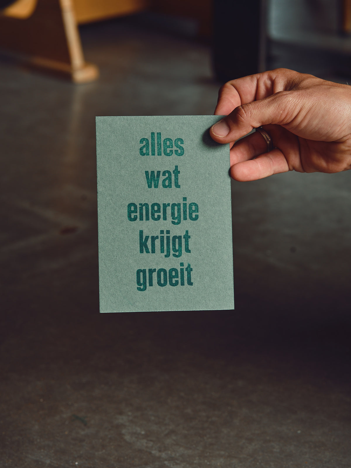 kaart "alles wat energie krijgt groeit"