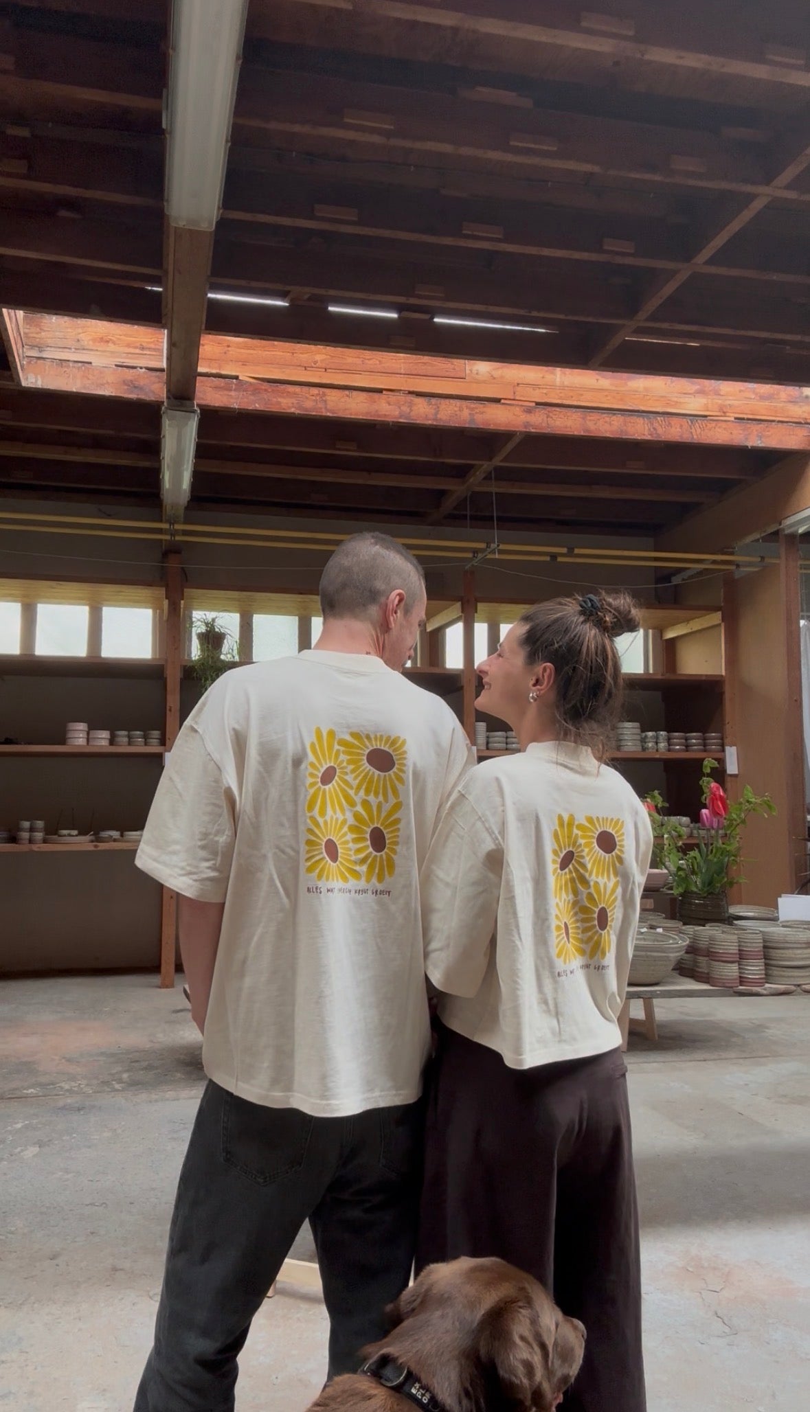 Tshirt BOXY DAMES zonnebloem + alles wat energie krijgt groeit