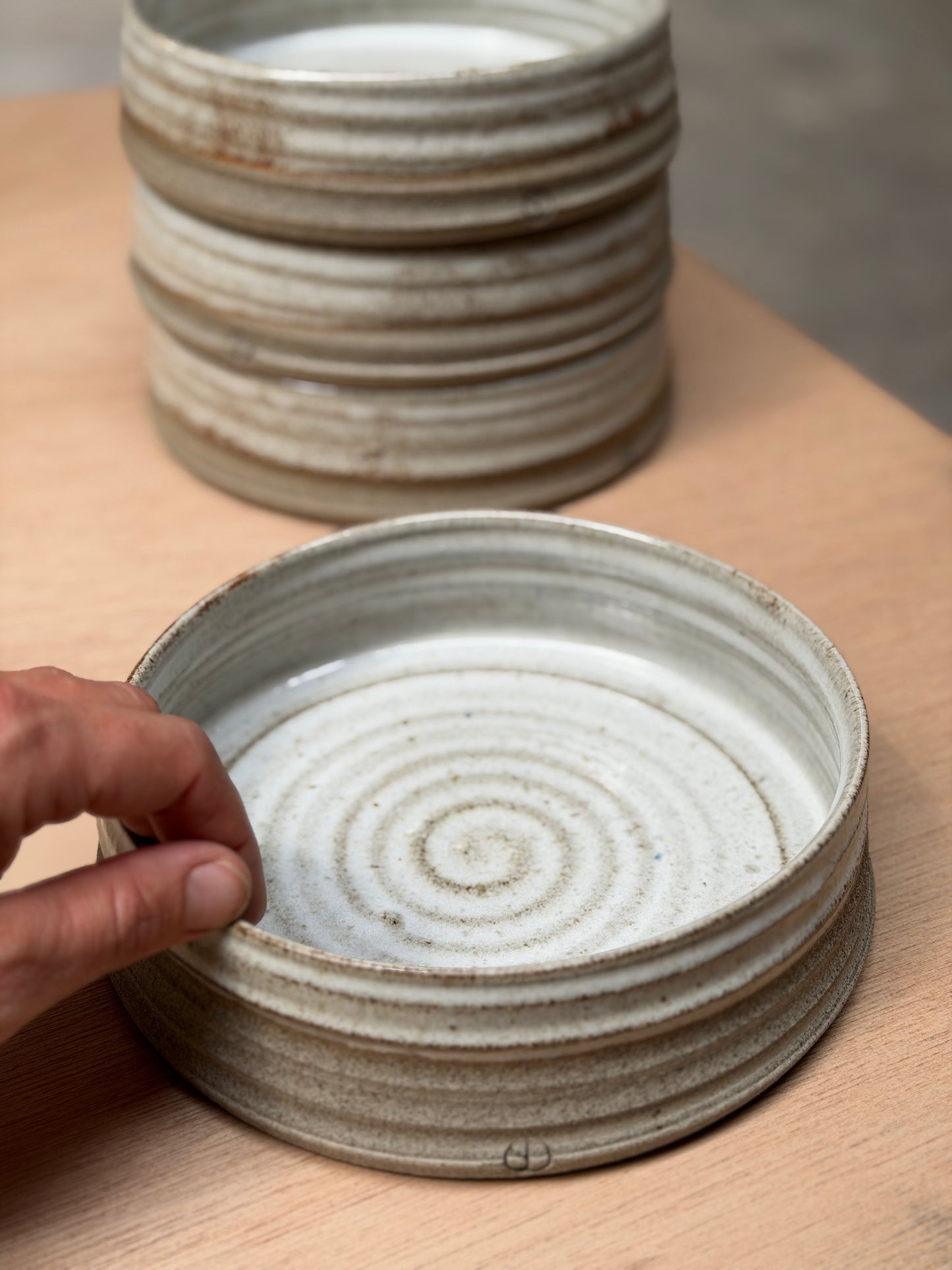 Cilinderpot groot grijs/wit