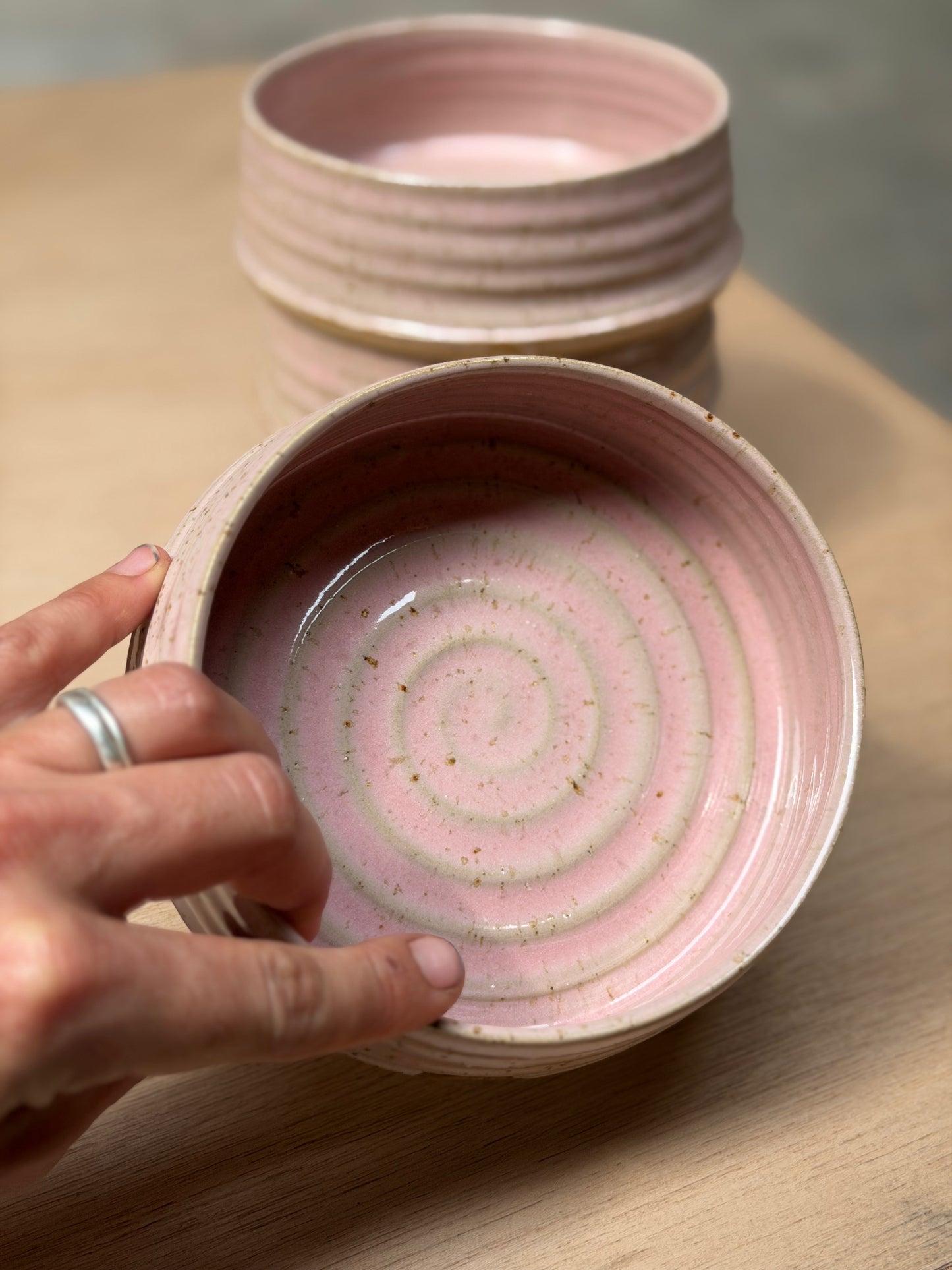 Cilinderpot middel spikkel/roze